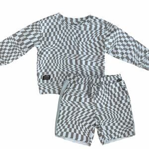 VOLCOM Boys Blue and Gray Checkered Outfit Size 2T